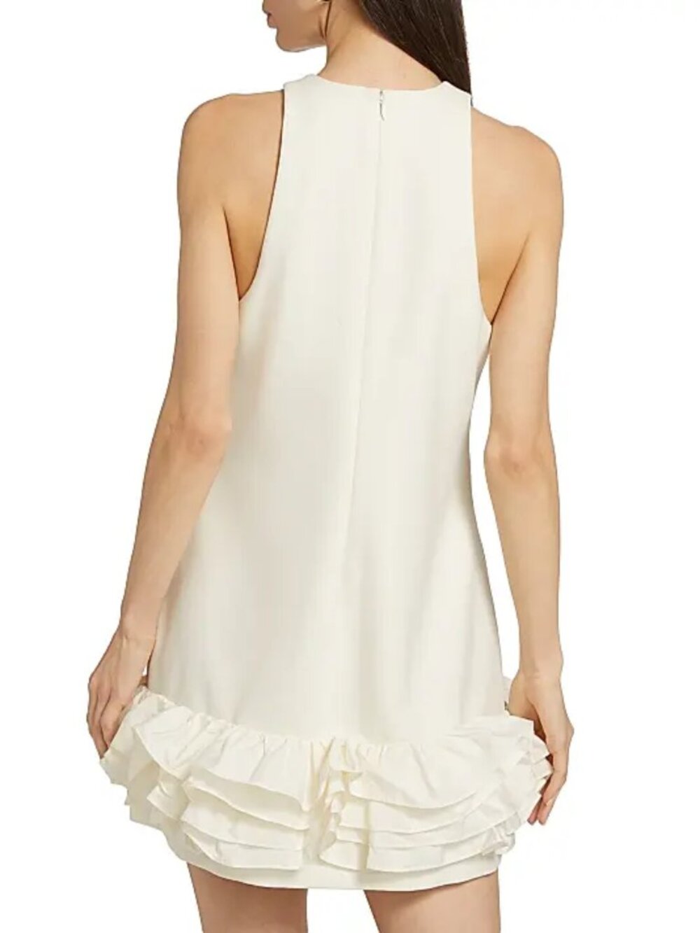 CINQ À SEPT 'Beta' Ruffled-Hem Sleeveless Mini-Dress, Ivory - Picture 5 of 5